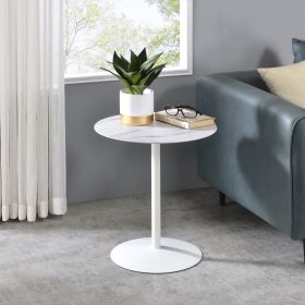 Circa 17.5" End Table with White Marble Textured Top