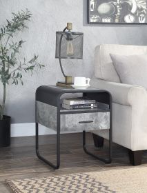 ACME Raziela End Table w/Drawer, Concrete Gray & Black Finish LV01147