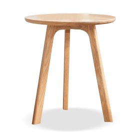 Round End Table- Small End Table Side Table Coffee Table Bedside Table Night Stand for Living Room Bedroom & Balcony, 100% Natural Solid Oak Wood Easy