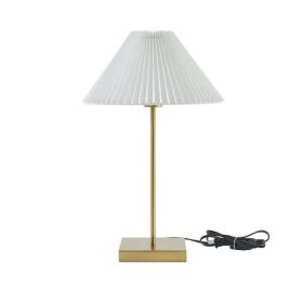 Brass Table Lamp with Pleated Shade, 21"H