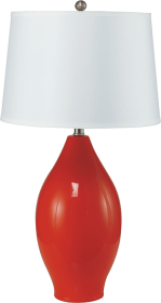 28"H RED LEMON SHAPE CERAMIC TABLE LAMP