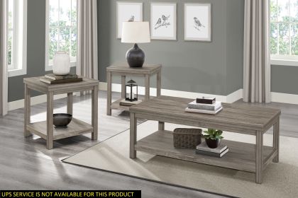 Transitional 3pc Table Set Occasional Tables Living Room Furniture 1x Coffee Table And 2x End Tables Melamine Laminate Rustic Style