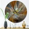 Designart 'Symmetrical Yellow Fractal Flower' Metal Wall Clock