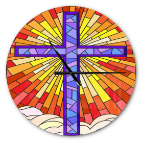 Designart 'Holy Cross Stained Glass Style ' Rustic wall clock