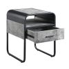 ACME Raziela End Table w/Drawer, Concrete Gray & Black Finish LV01147