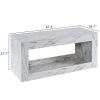 Modern Coffee Table with LED Light, Faux Marble High Glossy Coffee End Table with Open Storage for Living Room