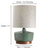 Modern Mid-Century Ceramic Table Lamp with Wood Base, 17"H