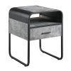 ACME Raziela End Table w/Drawer, Concrete Gray & Black Finish LV01147