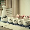 5 Piece Japanese Sake Set Handmade Ceramic Wine Cup Home Decor Sake Cup, Lotus