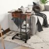 C-Shaped End Side Table with Charging Station and Wheels