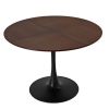 47.24"Modern Round Dining Table,Four Patchwork Tabletops with OAK Color Solid Wood Grain Table Top,Metal Base Dining Table, End Table Leisure Coffee T