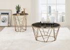 Cicatrix End Table; Faux Black Marble Glass & Champagne Finish YJ