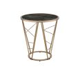 Cicatrix End Table; Faux Black Marble Glass & Champagne Finish YJ