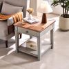 Retro End Table, Vintage Coffee Table with Drawers, For Living Room, Bedroom, Gray