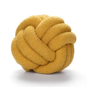 Soft Knot Ball Pillows Throw Knotted Handmade Round Plush Pillow (Color: yellow, size: 35CM)