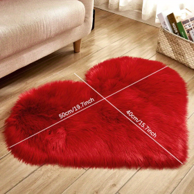 1pc Heart-Shaped Faux Sheepskin Area Rug - Soft and Plush Carpet for Home, Bedroom, Nursery, and Kid's Room - Perfect for Home Decor and Comfort (Color: Red, size: 15.75*19.69inch)