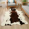 1pc Durable Faux Cowhide Rug - Washable, Low-Pile, Perfect for Bedroom and Living Room Decor - Western Style Animal Print Carpet for Home and Room Dec