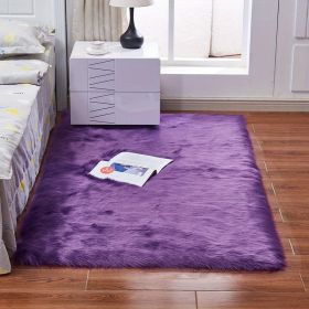 1pc Fluffy Imitation Wool Area Rug, Suede Fleece Bottom Long Imitation Wool Rug, Acrylic 80% Polyester 20%, 2.36inch Long Wool, Living Room Bedroom Ru (Color: Purple, size: 35.43*59.06inch)