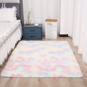 1pc, Tie-Dyed Plush Shag Furry Area Rug for Bedroom, Living Room, Nursery, and Kids Room - Ultra Soft and Fluffy, Washable, Non-Shedding, and Perfect (Color: Tie-dye Colorful, size: 62.99*78.74inch)