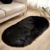 1pc Super Soft Area Rug, Plush Fluffy Faux Sheepskin Oval Floor Mat For Living Room Bedroom, Machine Washable Bedside Rugs, Shaggy Plush Carpet Faux R