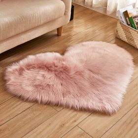 1pc, Fluffy Shaggy Area Rug, Solid Color PV Velvet Carpet, Plush Heart Shape Rug For Valentine's Day Wedding Anniversary Home Floor Decor, For Living (Color: Pink, size: 19.69*23.62inch)