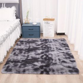 1pc, High Pile Tie-Dyed Shaggy Rug for Living Room and Bedroom - Fire Retardant, Machine Washable, Anti-Skid, Faux Fur, Plush Carpet - Perfect for Nur (Color: Tie-dye Dark Gray, size: 31.5*62.99inch)