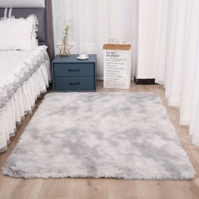 1pc, Plush Silk Fur Rug for Indoor Bedroom and Living Room - Soft and Luxurious Floor Mat (Color: Tie-dye Light Gray, size: 47.24*62.99inch)