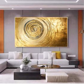 Hand Painted Oil Painting Original Gold Texture Oil Painting on Canvas Large Wall Art Abstract Minimalist Painting Golden Decor Custom Painting Living (style: 1, size: 75x150cm)