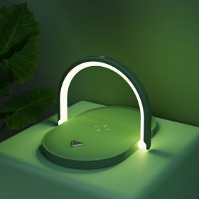 3 In 1 Foldable Wireless Charger Night Light Wireless Charging Station Stonego LED Reading Table Lamp 15W Fast Charging Light (Color: Green)