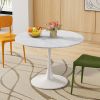 42.12"Modern Round Dining Table with Printed White Marble Table Top; Metal Base Dining Table;  End Table Leisure Coffee Table