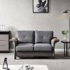 Living Room General Use Linen Fabric Faux Leather with Wood Leg Love Seat