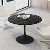 42.12"Modern Round Dining Table with Printed White Marble Table Top; Metal Base Dining Table;  End Table Leisure Coffee Table