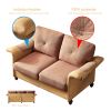 Living Room General Use Linen Fabric Faux Leather with Wood Leg Love Seat