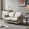 Living Room General Use Linen Fabric Faux Leather with Wood Leg Love Seat