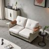 Living Room General Use Linen Fabric Faux Leather with Wood Leg Love Seat