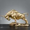 NORTHEUINS 35cm Resin OX Figurines for Interior Wall Street Bull Wealth Statue Home Living Room Office Mascot Desktop Decoration