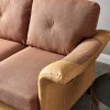 Living Room General Use Linen Fabric Faux Leather with Wood Leg Love Seat