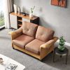 Living Room General Use Linen Fabric Faux Leather with Wood Leg Love Seat