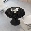 42.12"Modern Round Dining Table with Printed White Marble Table Top; Metal Base Dining Table;  End Table Leisure Coffee Table