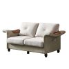 Living Room General Use Linen Fabric Faux Leather with Wood Leg Love Seat