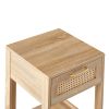 15.75" Rattan End table with drawer, Modern nightstand, side table for living roon, bedroom