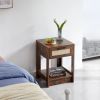 15.75" Rattan End table with drawer, Modern nightstand, side table for living roon, bedroom