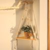 1pc Handwoven Wooden Triangle Storage Rack for Flower Pots, Pendants, and Room Decor - Stylish and Functional Home Decor