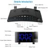 Projection Alarm Clock with Radio Function 7.7In Curved-Screen LED Digital Alarm Clock w/ Dual Alarms 4 Dimmer 12/24 Hour