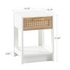 15.75" Rattan End table with drawer, Modern nightstand, side table for living roon, bedroom