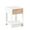 15.75" Rattan End table with drawer, Modern nightstand, side table for living roon, bedroom