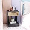 15.75" Rattan End table with drawer, Modern nightstand, side table for living roon, bedroom